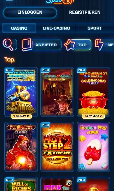 Mobile Ansicht des Dudespin Casinos