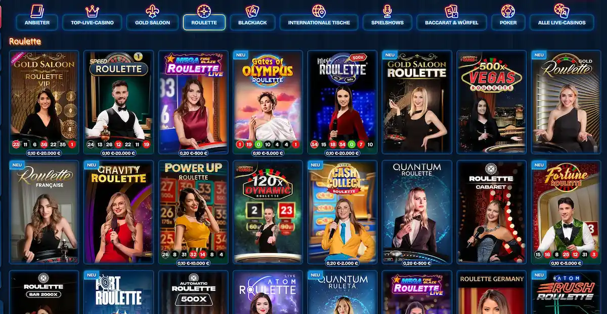 Roulette-Tische bei Dudespin